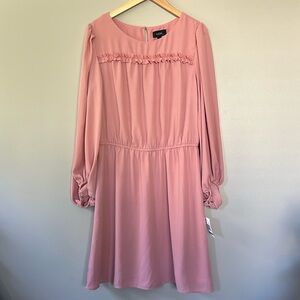 MSK Ruffled-Yoke Chiffon Dress‎ Sz L Rosette NWT